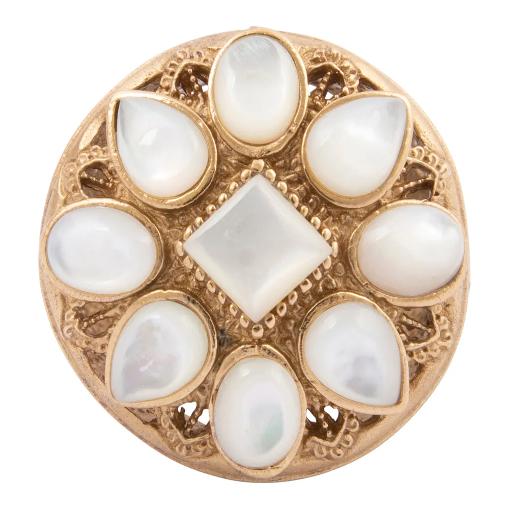 Luxurious White Mother of Pearl Floral Golden Statement Ring sold by Barse product image thumbnail 4