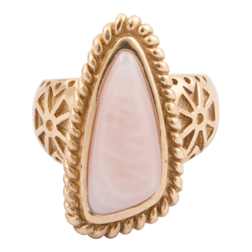 Roped Pink Mother of Pearl Golden Ring sold by Barse product image thumbnail 5