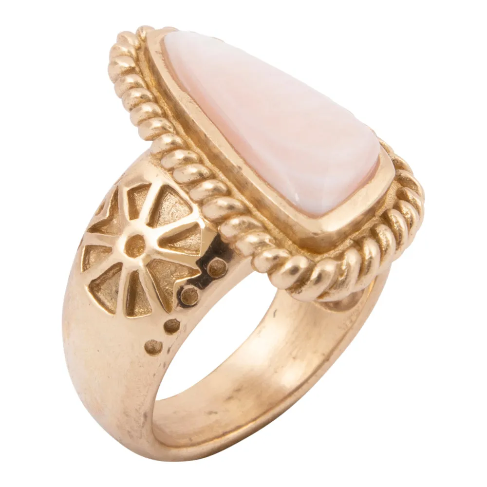 Roped Pink Mother of Pearl Golden Ring sold by Barse