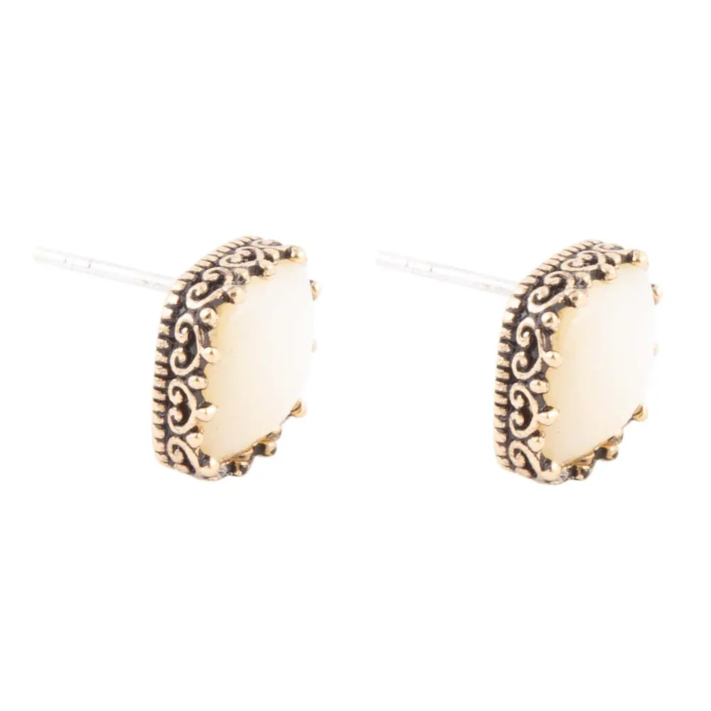 Squared Up Mother of Pearl Golden Stud Earrings sold by Barse product image thumbnail 4