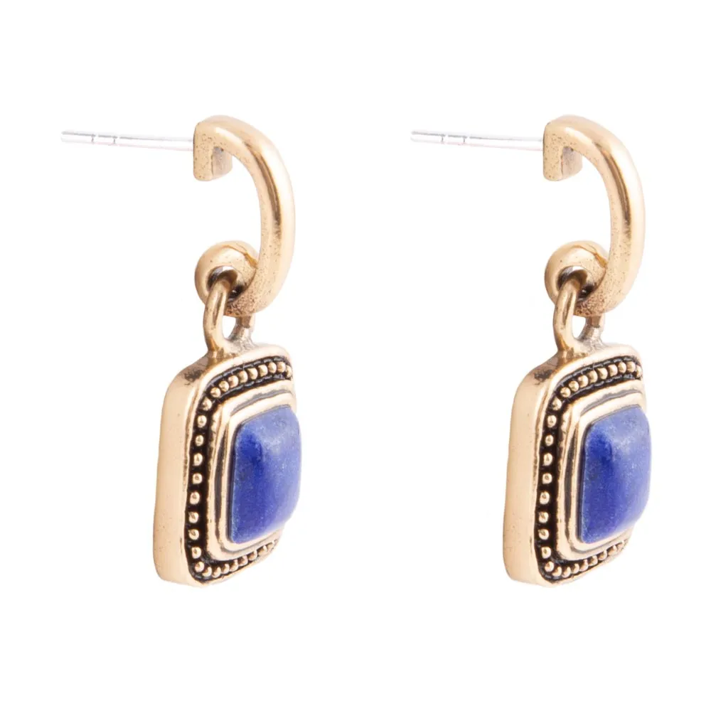 Flourish Blue Lapis Golden Drop Earrings sold by Barse product image thumbnail 3