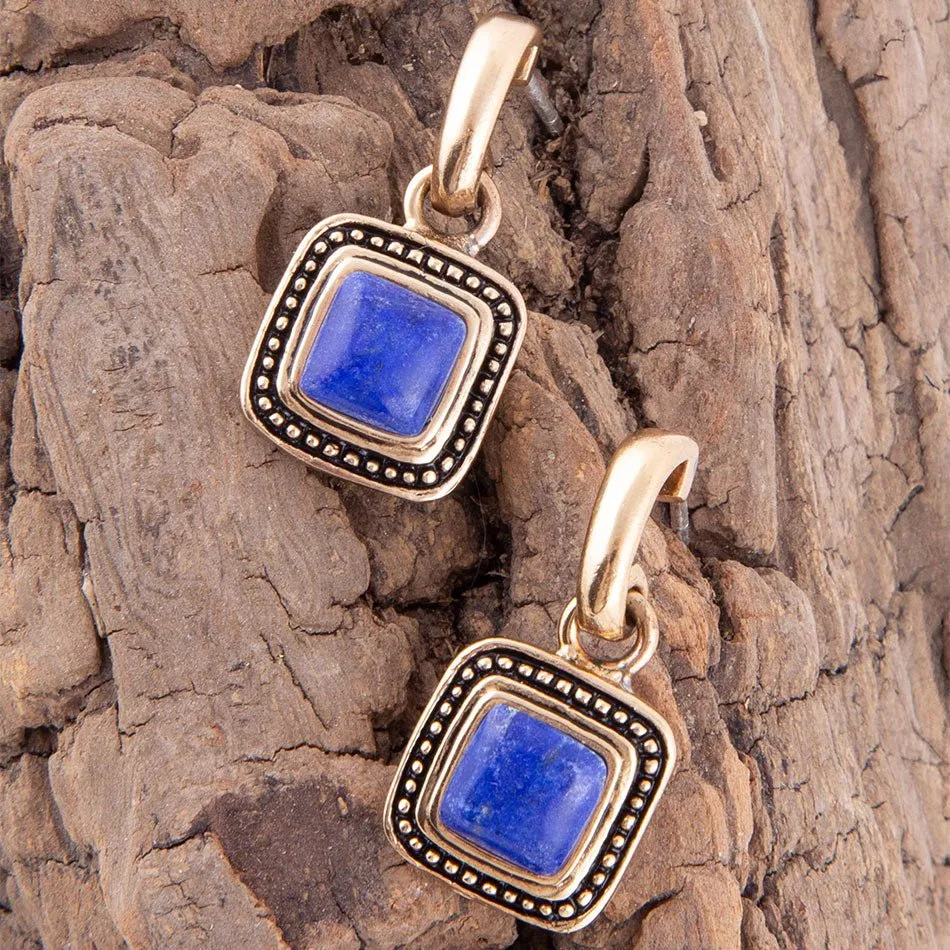 Flourish Blue Lapis Golden Drop Earrings sold by Barse product image thumbnail 2