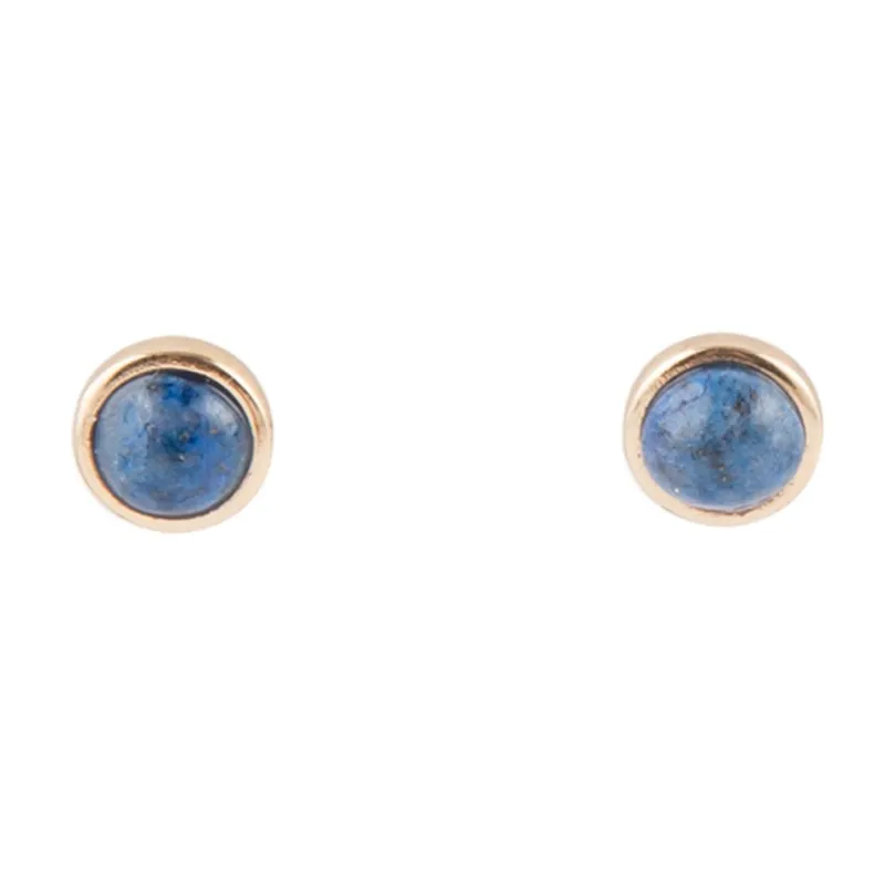 Dainty Lapis and Bronze Dot Earrings sold by Barse