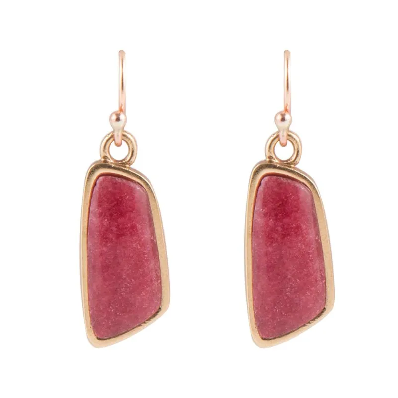 Bordeaux Quartz Slab Earrings sold by Barse