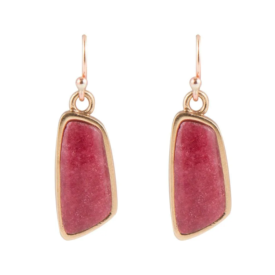 Bordeaux Quartz Slab Earrings sold by Barse