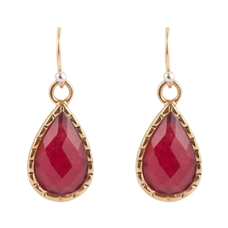 Roped Teardrop Ruby Quartz Earrings sold by Barse