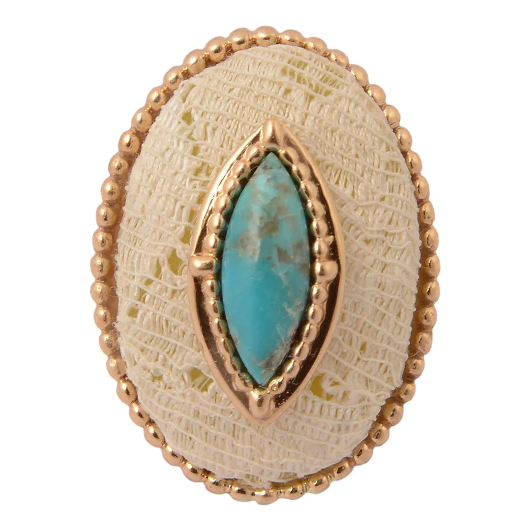 Blue Turquoise and Lace Golden Statement Ring sold by Barse product image thumbnail 4