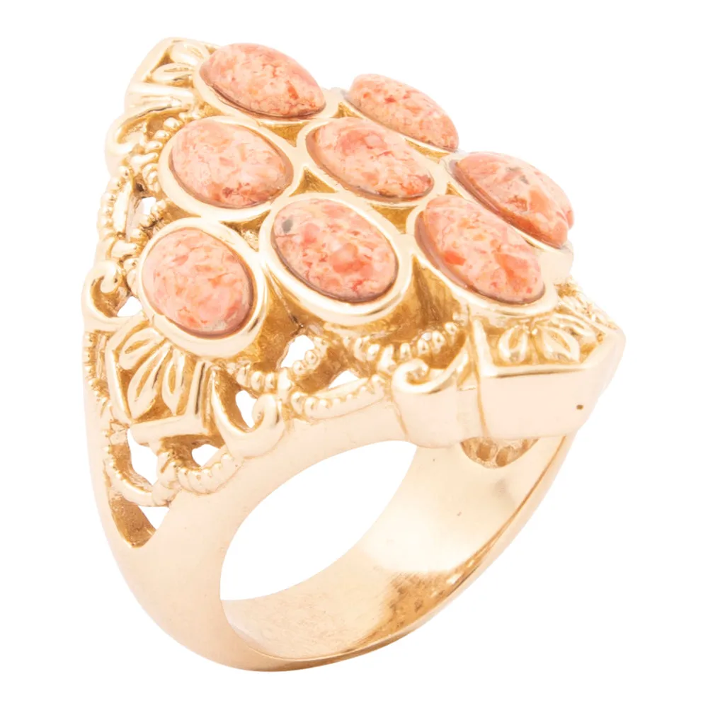 Sanibel Orange Coral Golden Drop Ring sold by Barse