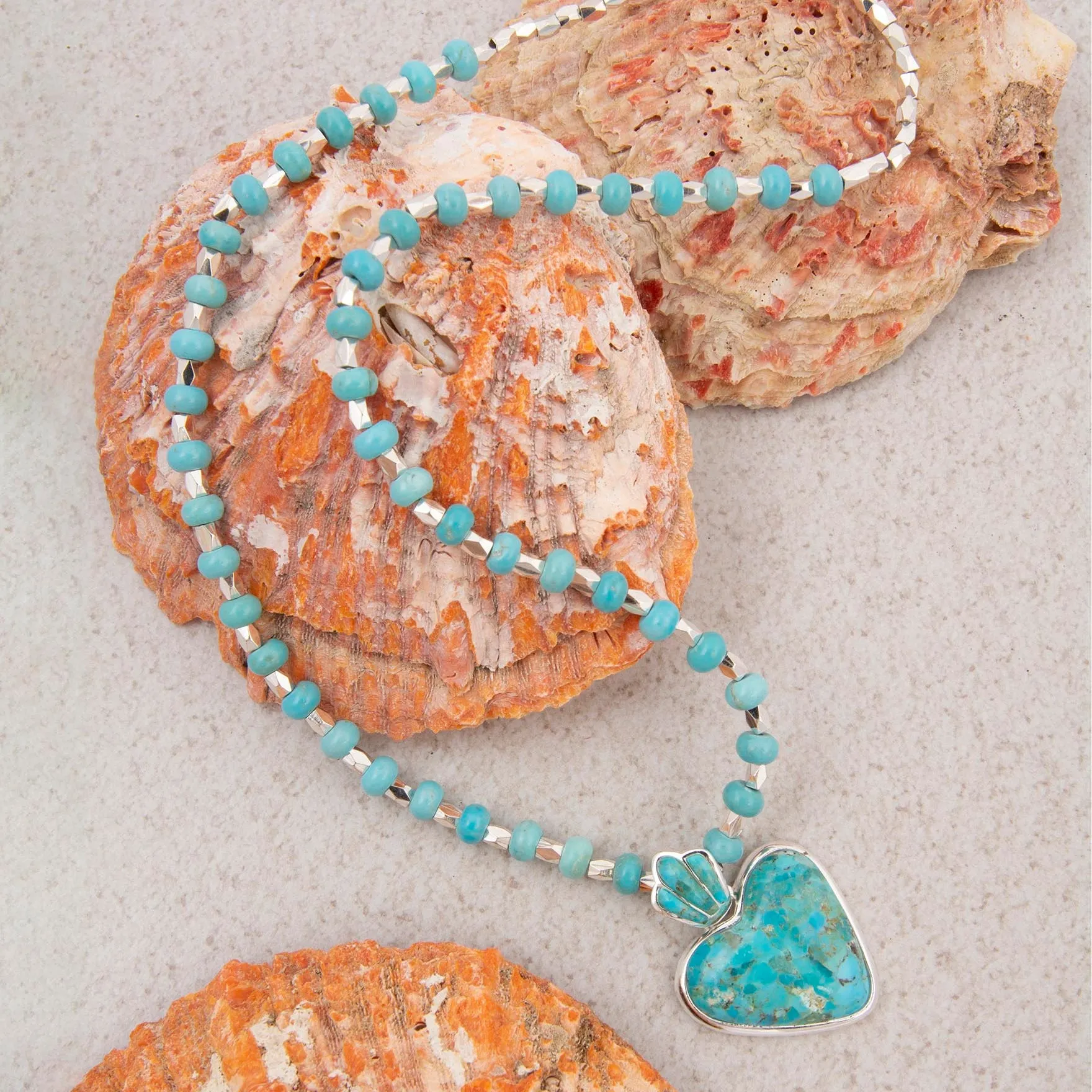 Blue Turquoise Heart Silver Pendant Necklace sold by Barse product image thumbnail 3