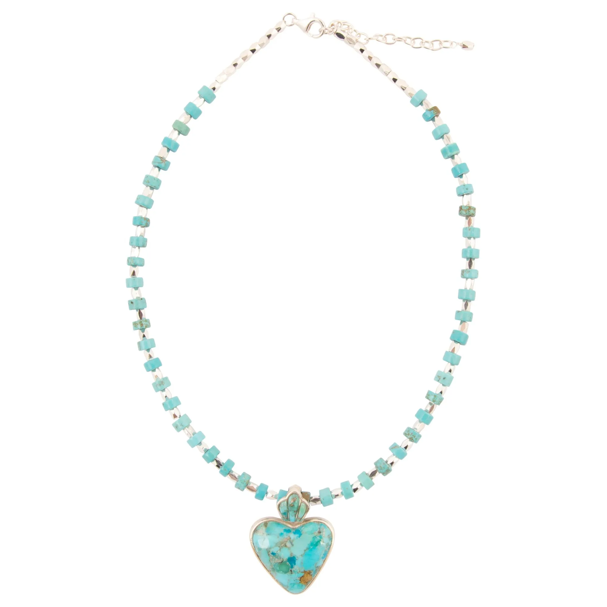 Blue Turquoise Heart Silver Pendant Necklace sold by Barse product image thumbnail 4