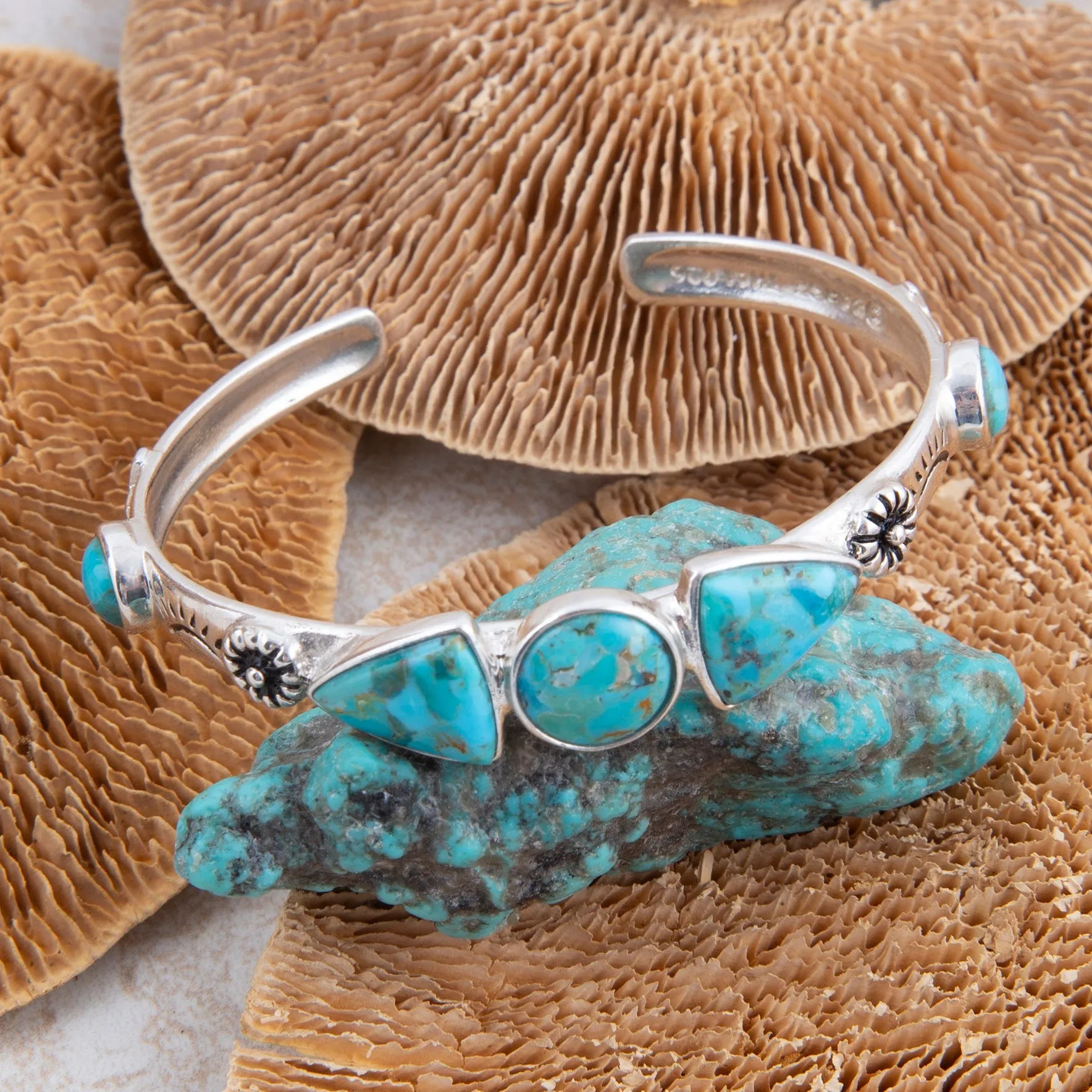 Blue Turquoise and Silver Cuff Bracelet sold by Barse product image thumbnail 3