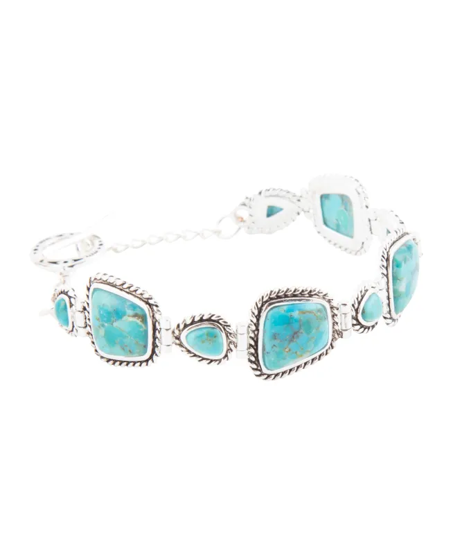 Sedona Blue Turquoise and Silver Toggle Bracelet sold by Barse