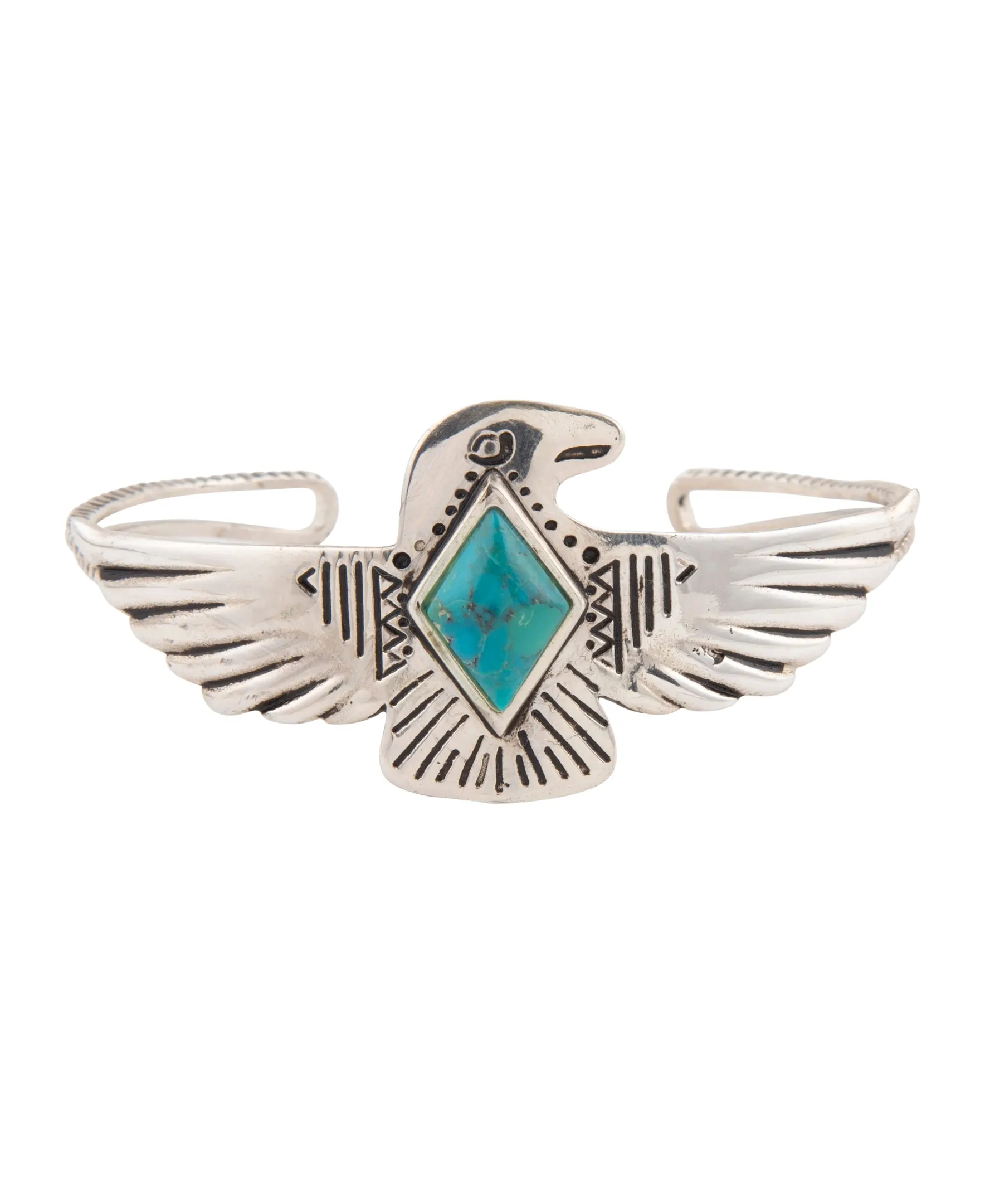 Blue Turquoise and Silver Phoenix Cuff Bracelet sold by Barse product image thumbnail 4
