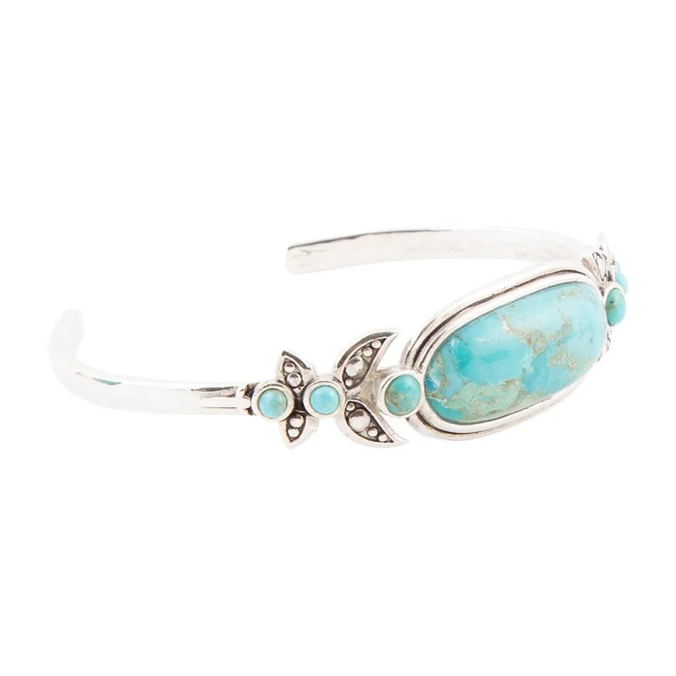 Emile Blue Turquoise Silver Cuff Bracelet sold by Barse