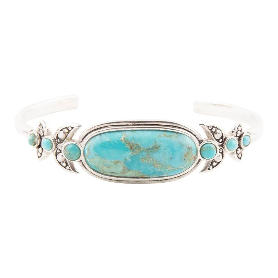 Emile Blue Turquoise Silver Cuff Bracelet sold by Barse product image thumbnail 4