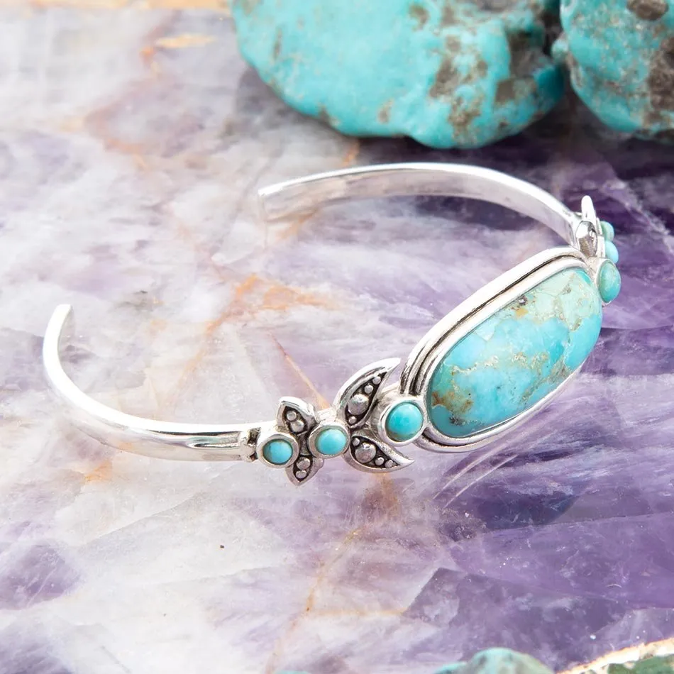Emile Blue Turquoise Silver Cuff Bracelet sold by Barse product image thumbnail 3
