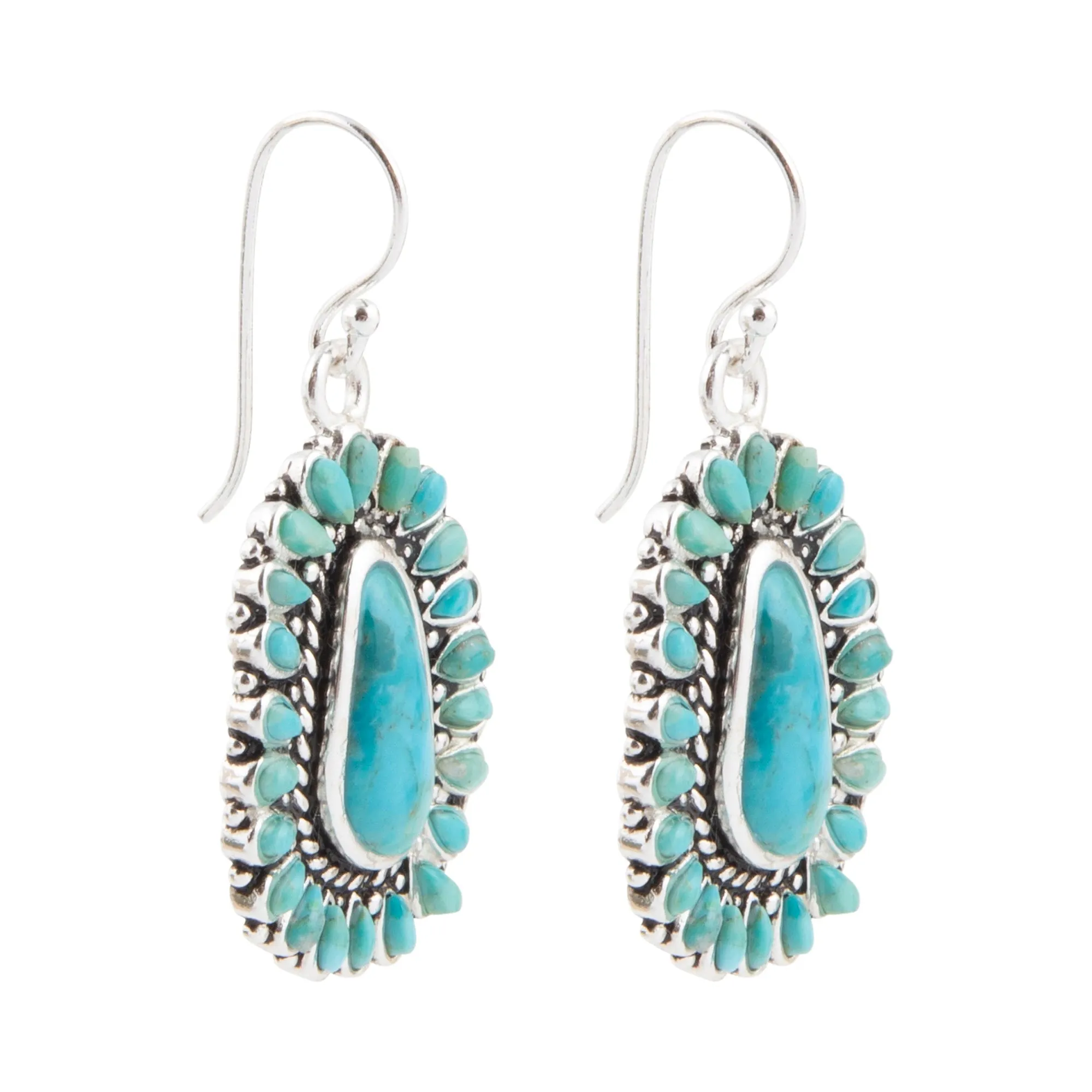 Sedona Blue Turquoise Silver Drop Earrings sold by Barse product image thumbnail 4