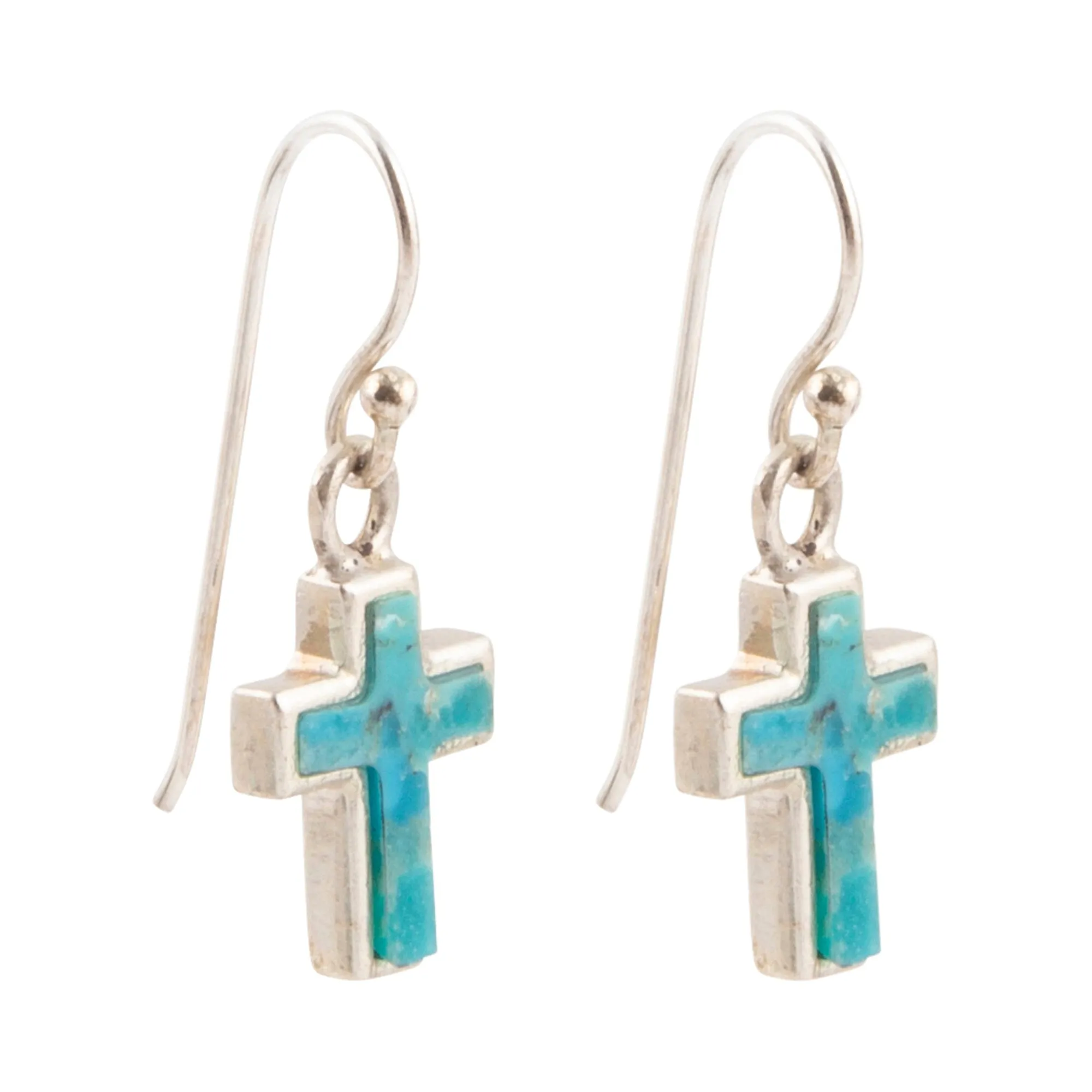 Touch of Blue Turquoise Silver Cross Earrings sold by Barse product image thumbnail 4