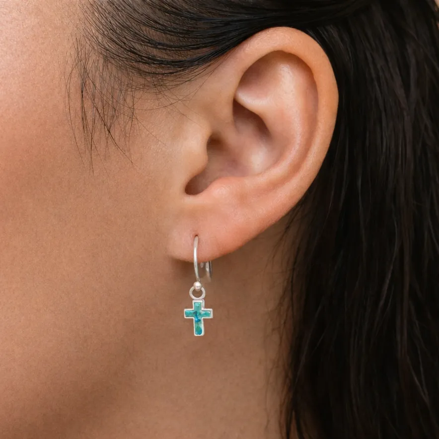 Touch of Blue Turquoise Silver Cross Earrings sold by Barse product image thumbnail 2