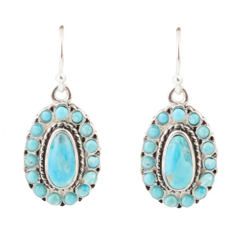 Little Sedona Blue Turquoise and Silver Drop Earrings sold by Barse