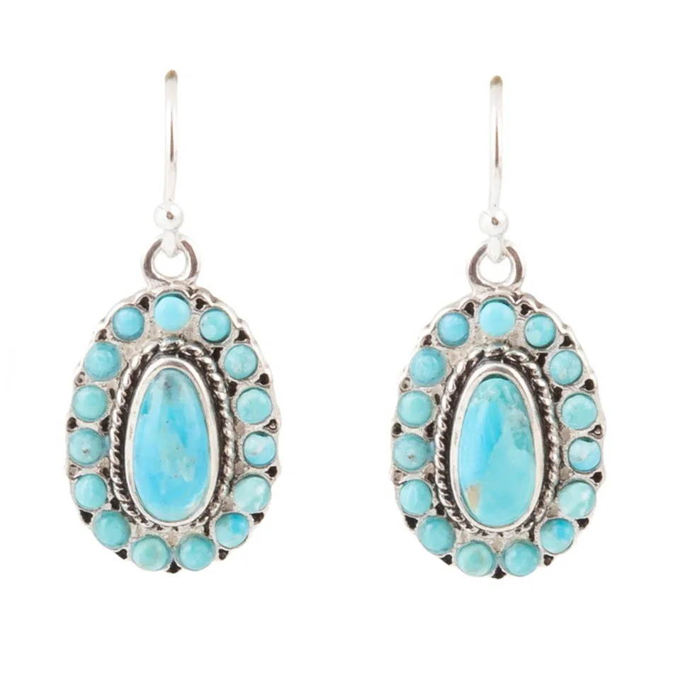 Little Sedona Blue Turquoise and Silver Drop Earrings sold by Barse