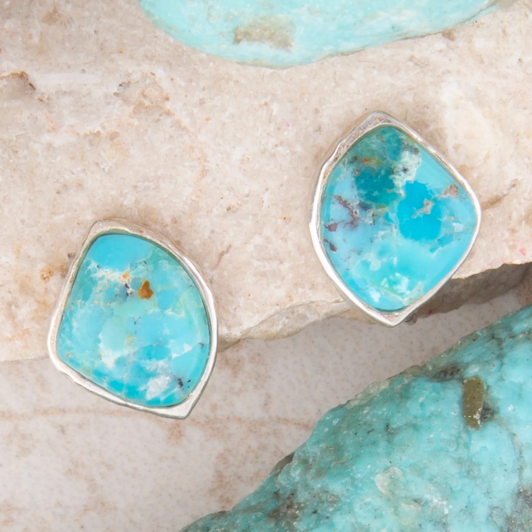 Abstract Blue Turquoise Silver Post Stud Earrings sold by Barse product image thumbnail 3