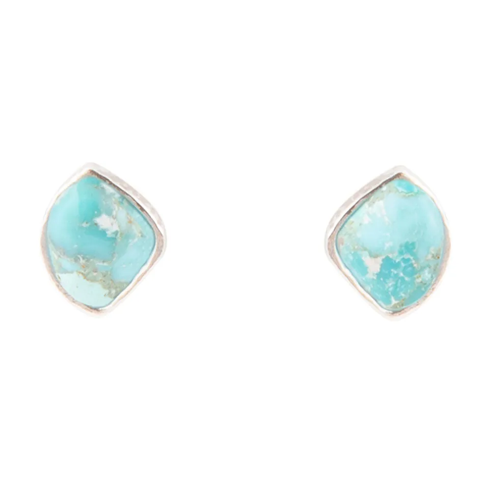 Abstract Blue Turquoise Silver Post Stud Earrings sold by Barse