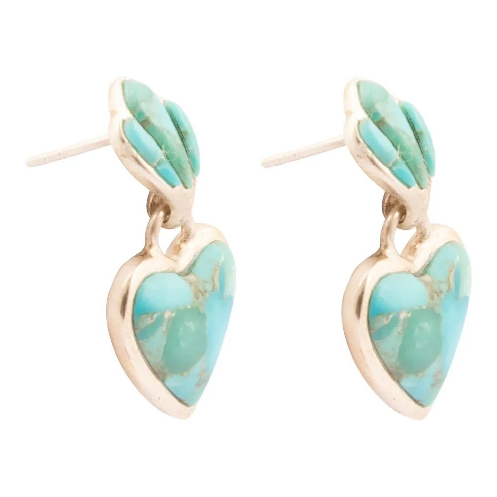 Blue Turquoise Heart Silver Drop Post Earrings sold by Barse product image thumbnail 4
