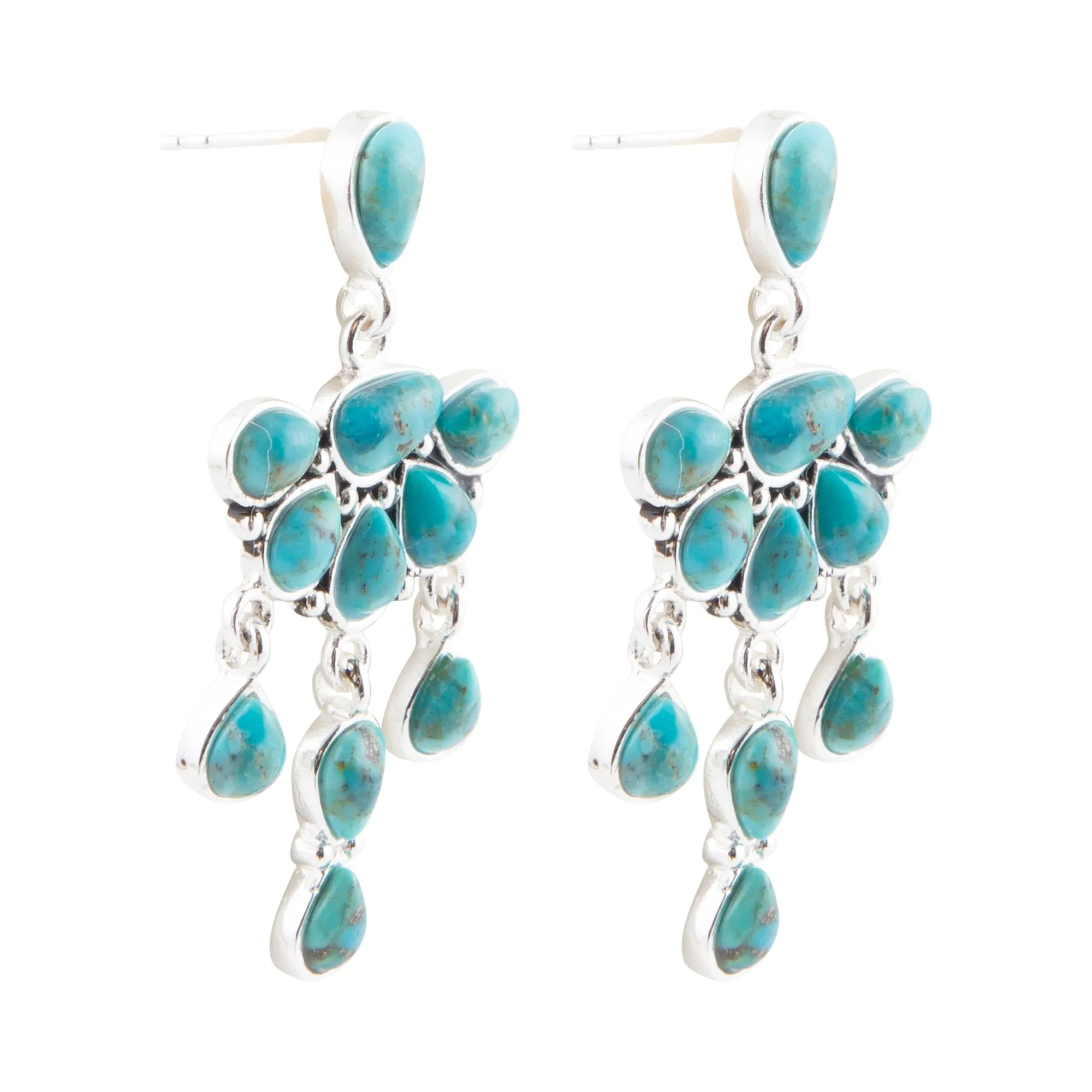 Durango Blue Turquoise Silver Chandelier Earrings sold by Barse product image thumbnail 4