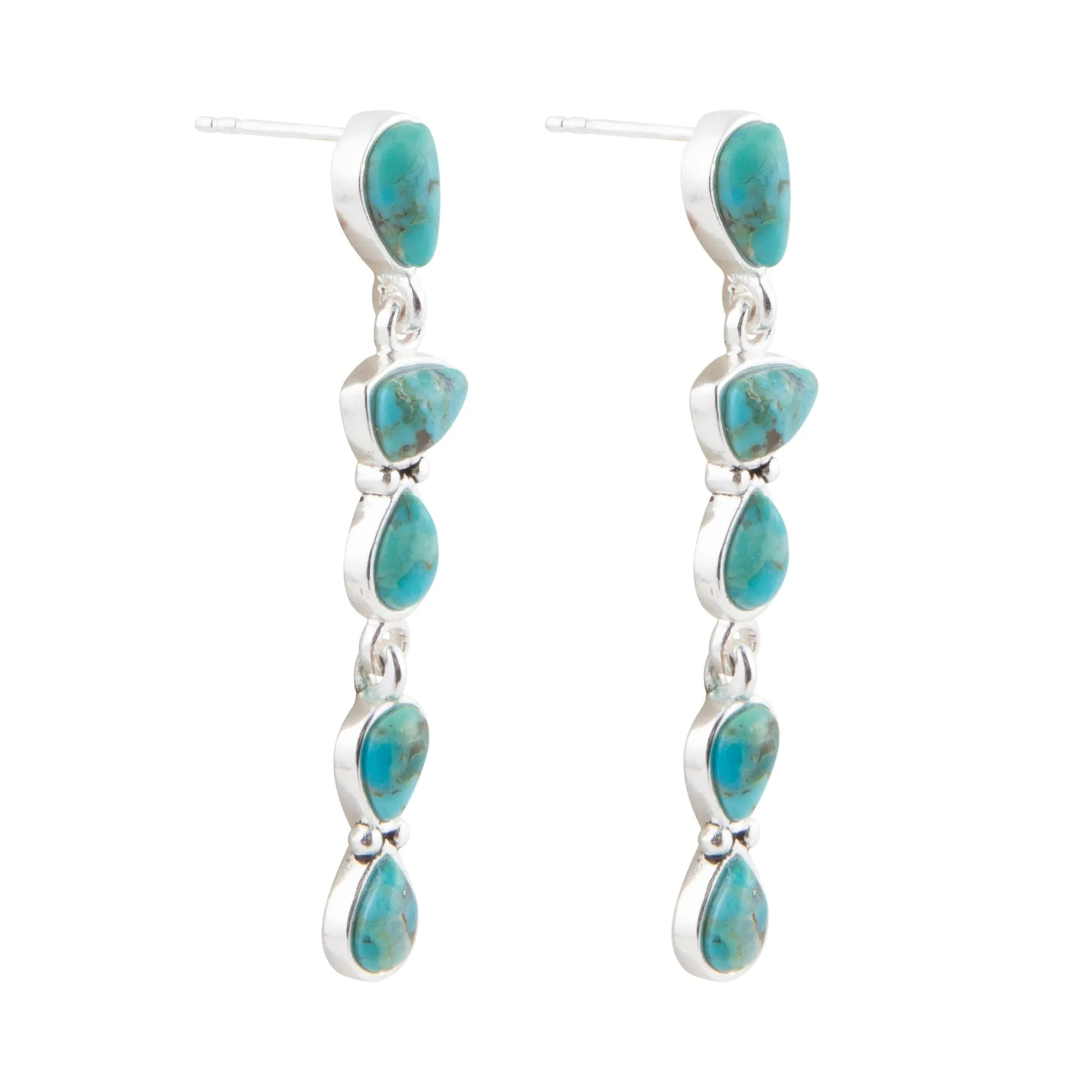 Durango Blue Turquoise and Silver Linear Post Earrings sold by Barse product image thumbnail 5