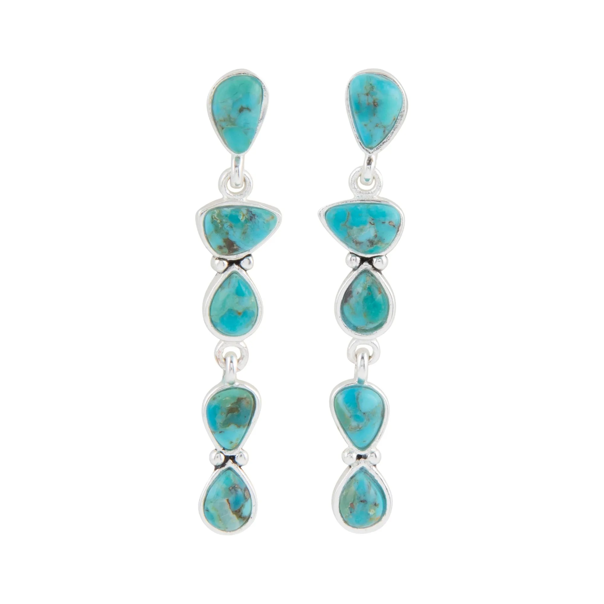 Durango Blue Turquoise and Silver Linear Post Earrings sold by Barse