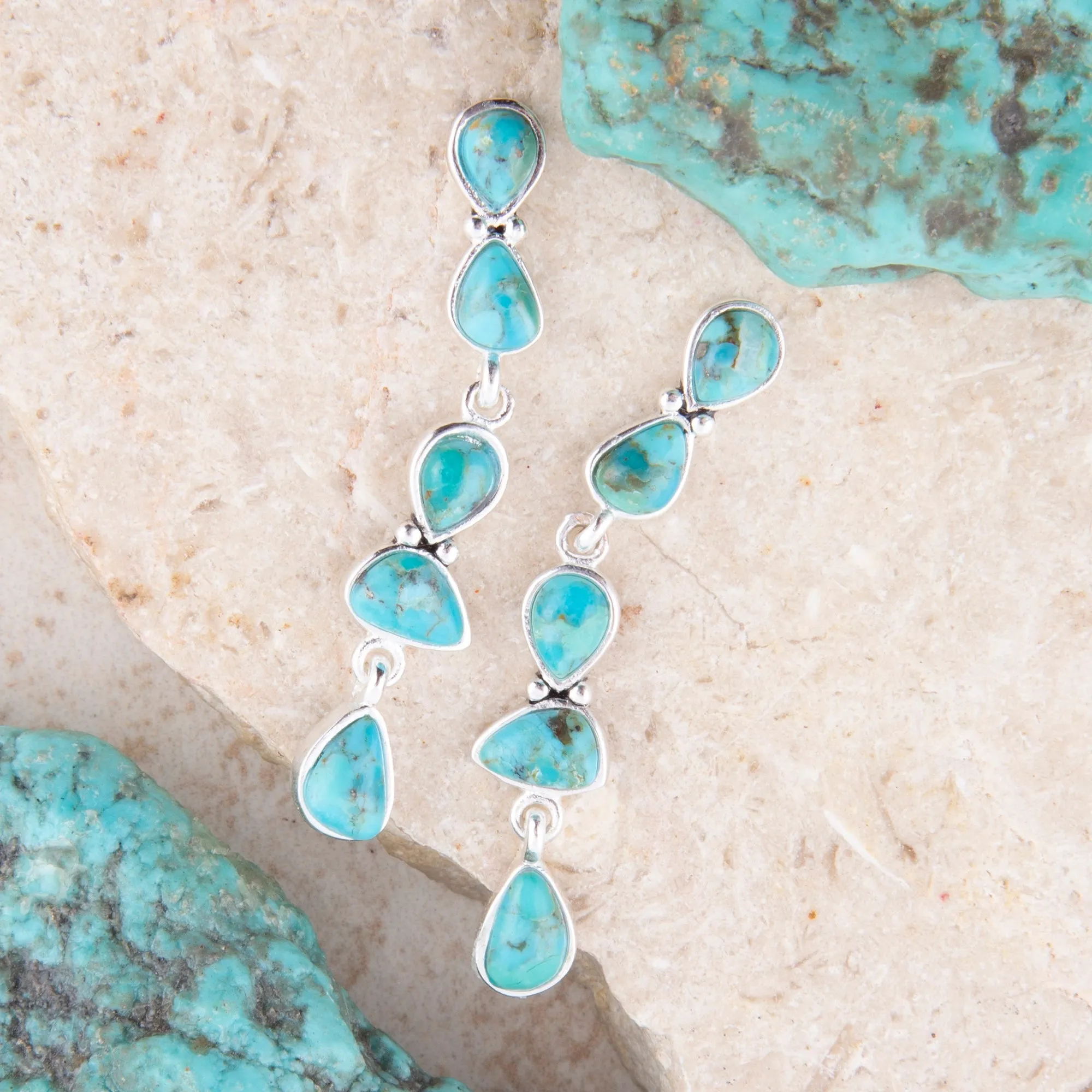 Durango Blue Turquoise and Silver Linear Post Earrings sold by Barse product image thumbnail 3