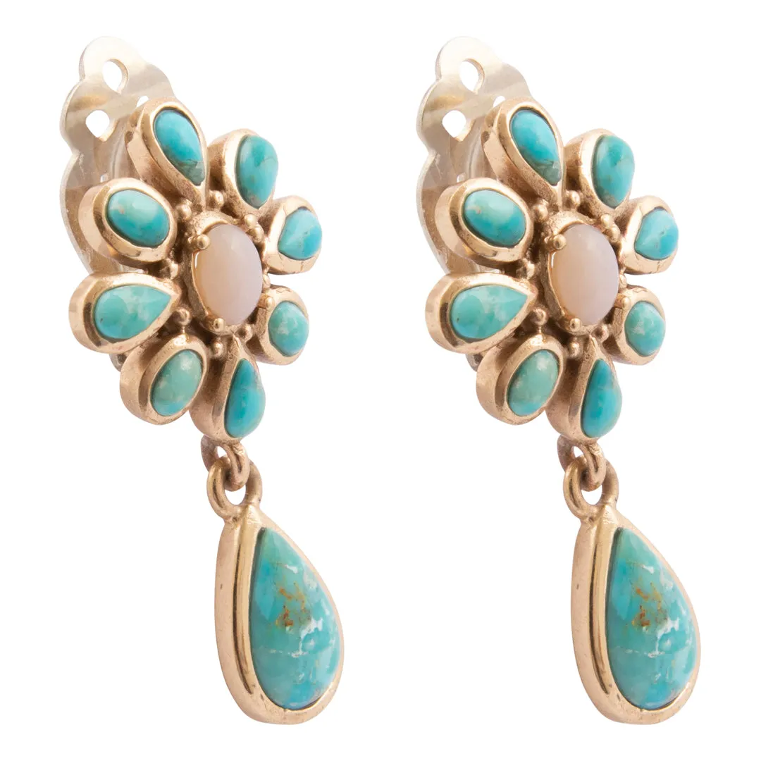 Cactus Rose Pink Opal Blue Turquoise Golden Clip Earring sold by Barse product image thumbnail 4