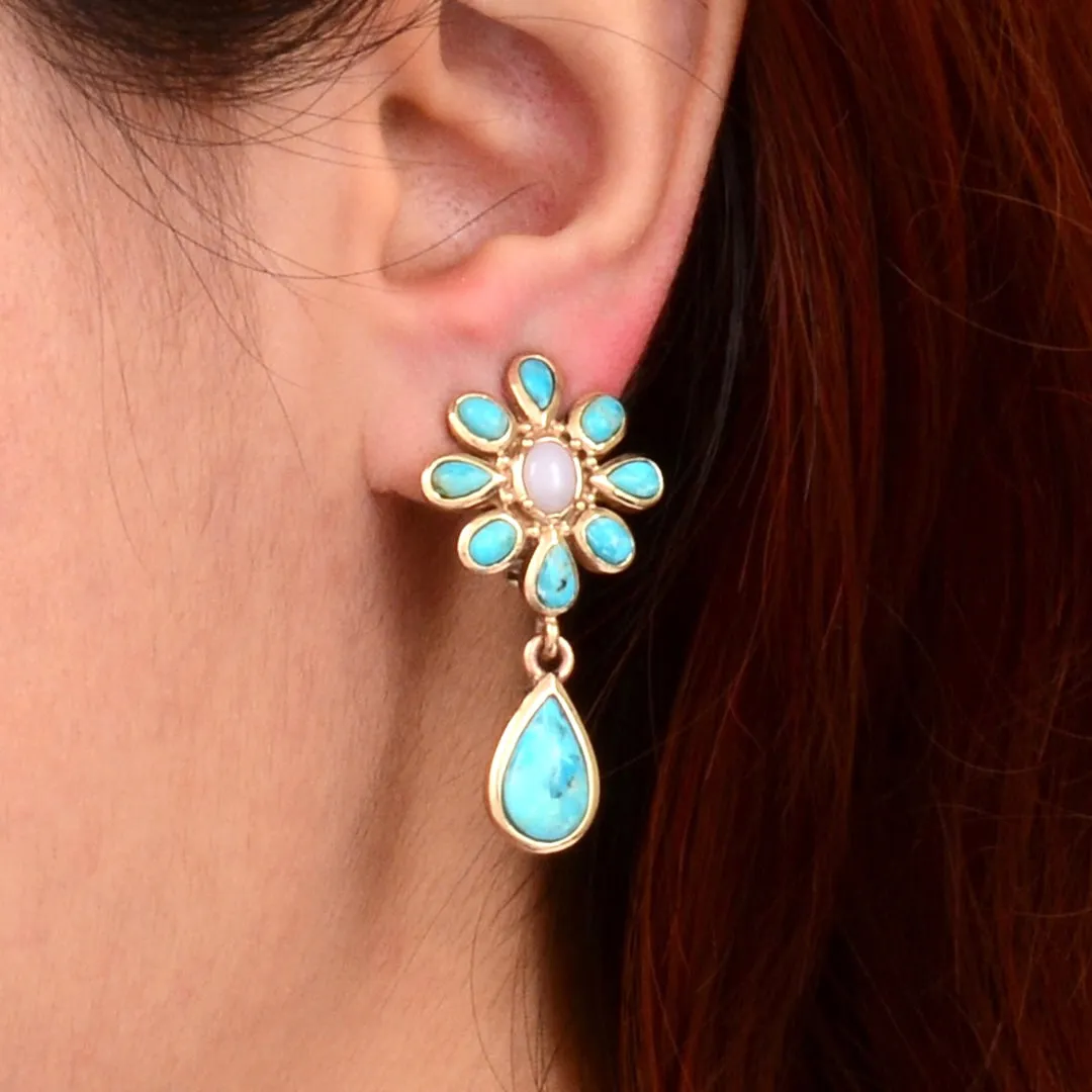 Cactus Rose Pink Opal Blue Turquoise Golden Clip Earring sold by Barse product image thumbnail 2