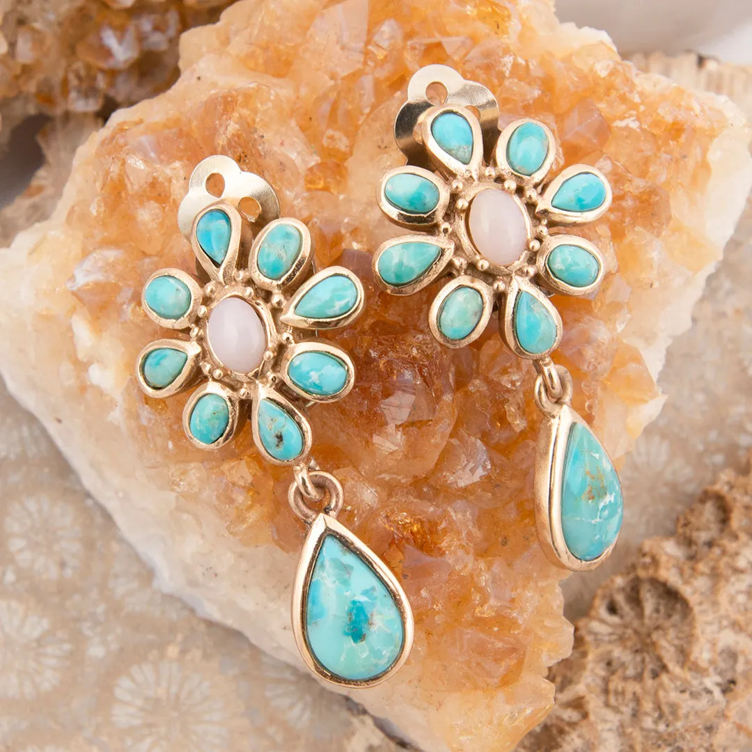 Cactus Rose Pink Opal Blue Turquoise Golden Clip Earring sold by Barse product image thumbnail 3