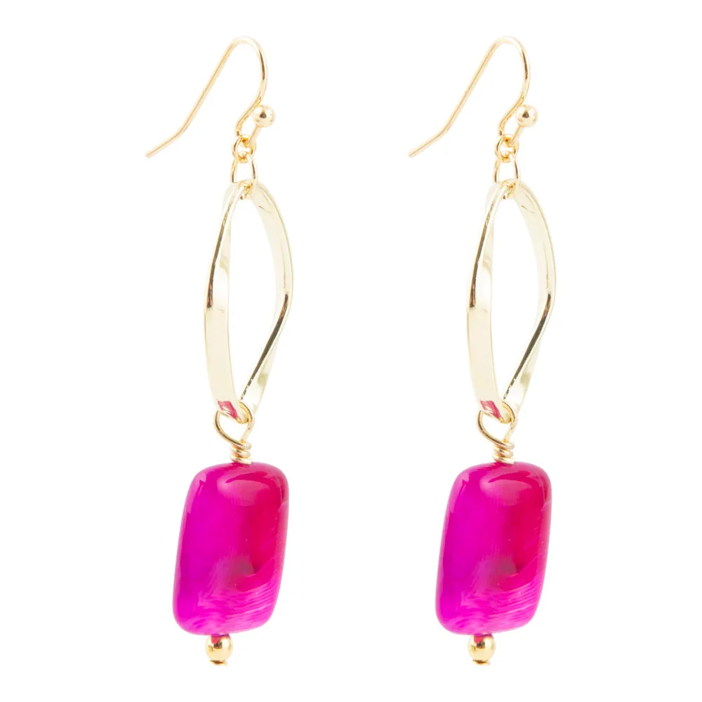 In the Pink Agate Golden Drop Earrings sold by Barse product image thumbnail 4