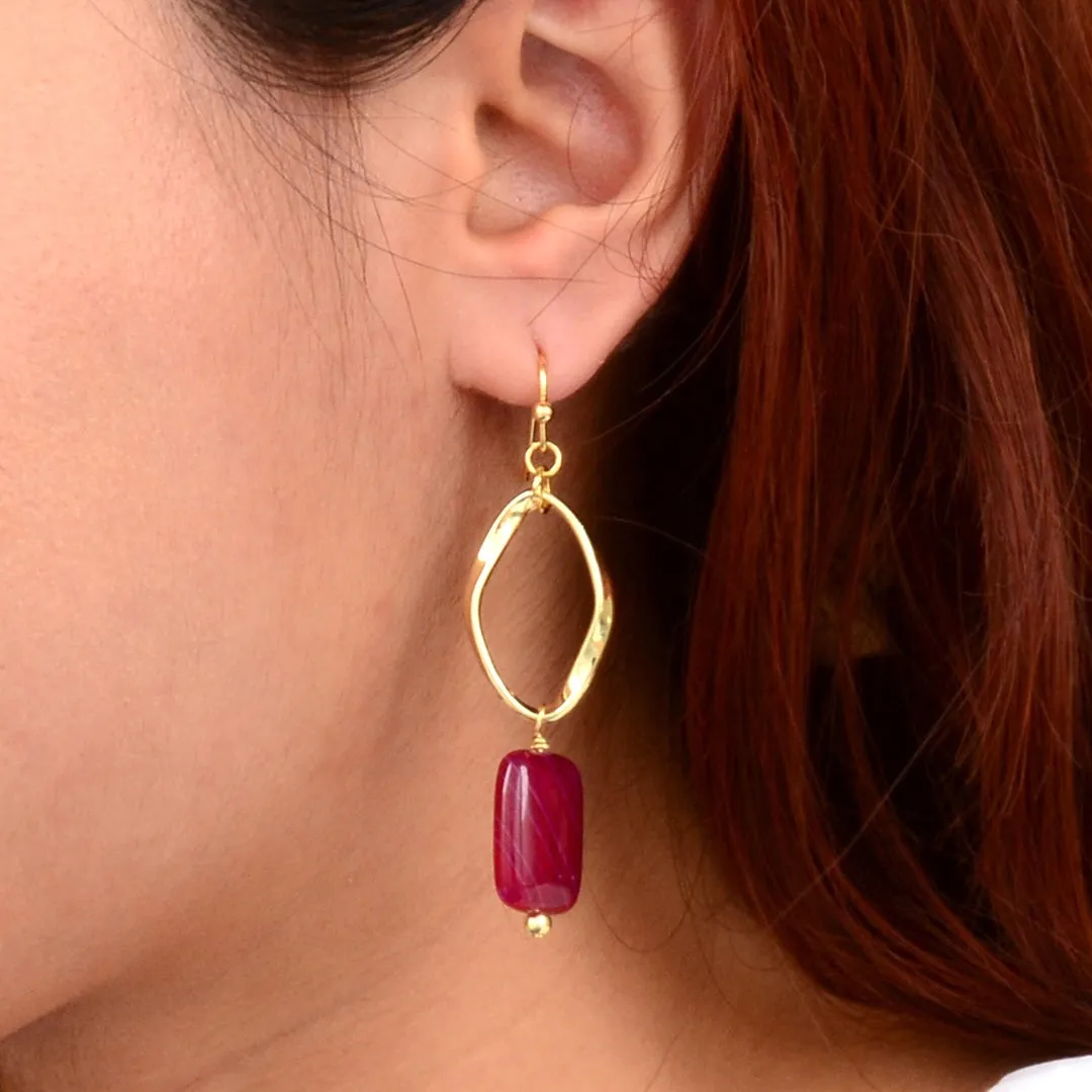 In the Pink Agate Golden Drop Earrings sold by Barse product image thumbnail 2