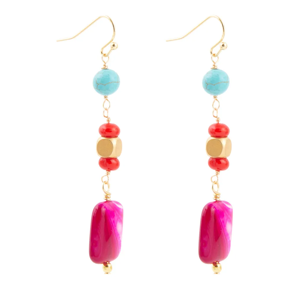 Guadalupe Pink Agate Golden Drop Earrings sold by Barse product image thumbnail 4