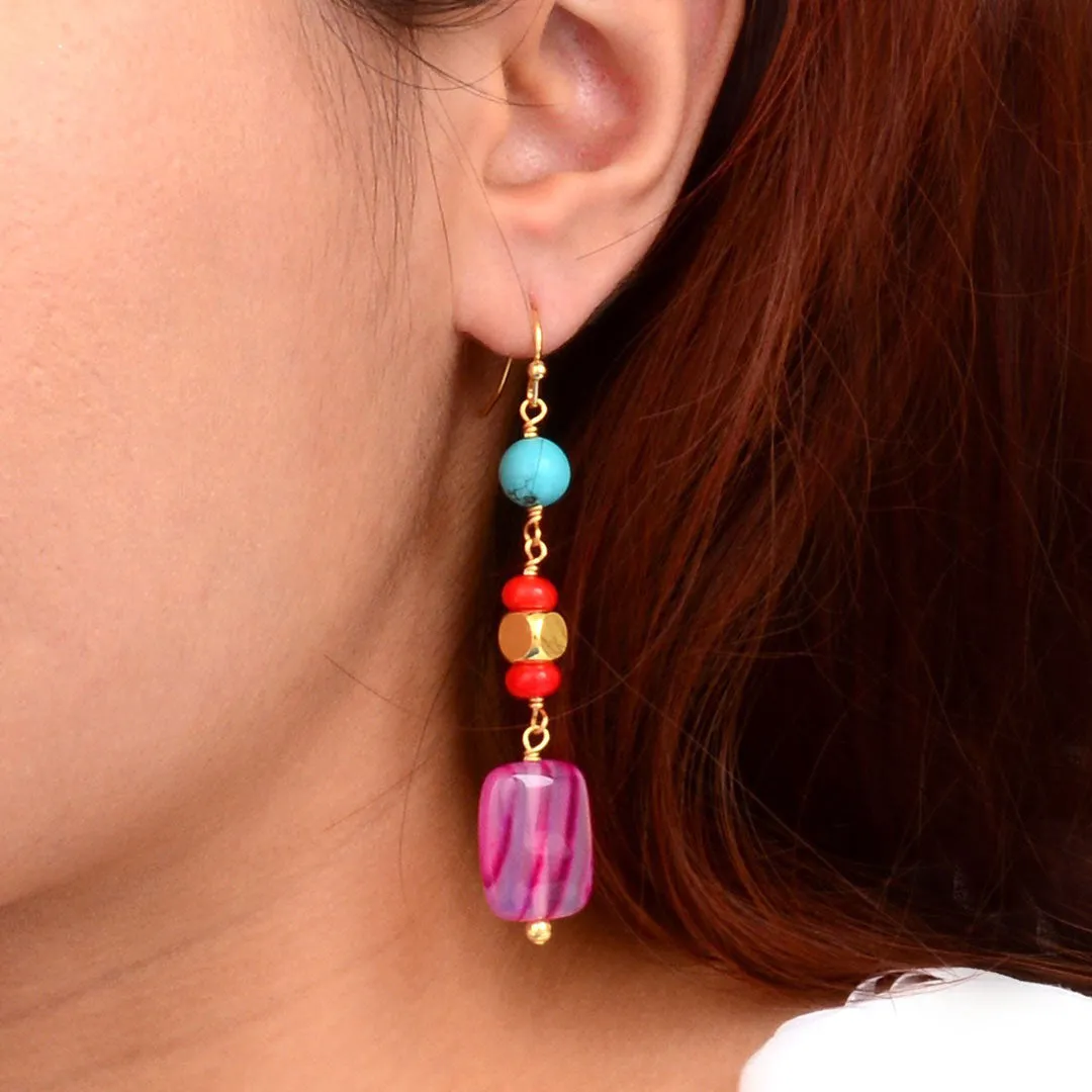 Guadalupe Pink Agate Golden Drop Earrings sold by Barse product image thumbnail 2