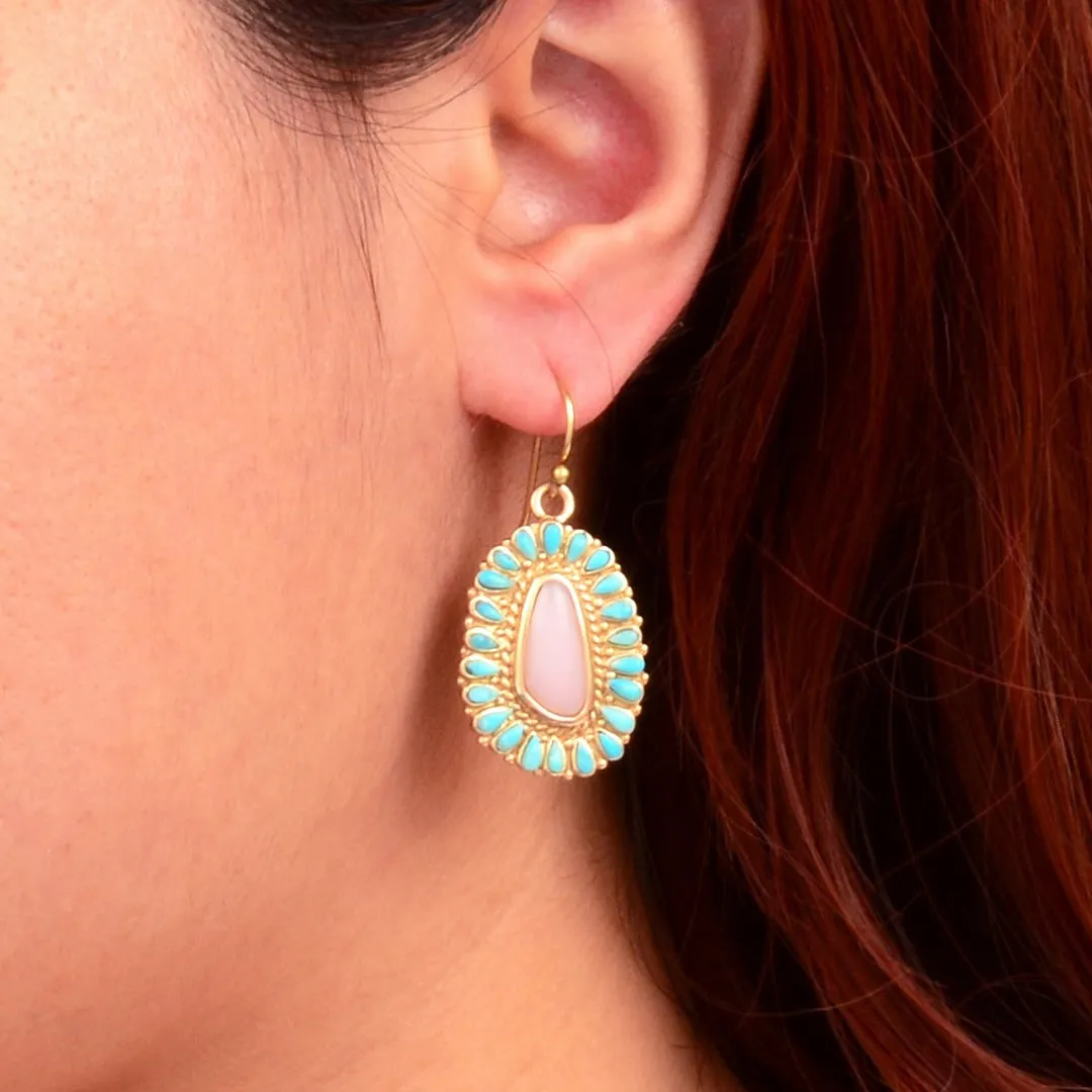 Cactus Rose Pink Opal and Blue Turquoise Golden Earrings sold by Barse product image thumbnail 2