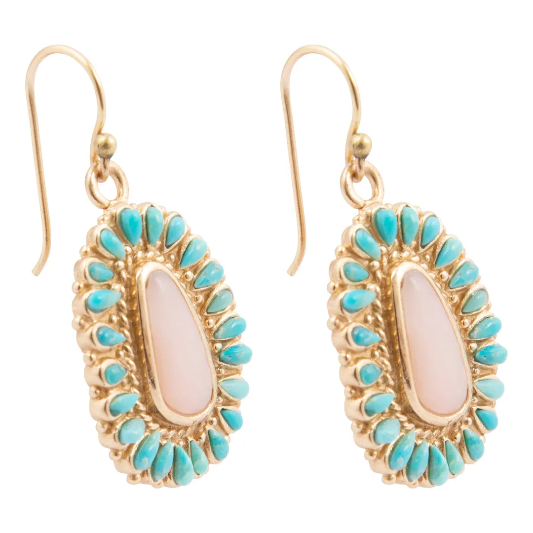 Cactus Rose Pink Opal and Blue Turquoise Golden Earrings sold by Barse product image thumbnail 4