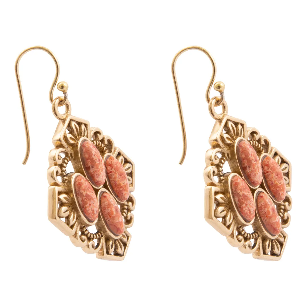 Sanibel Orange Coral Golden Drop Earrings sold by Barse product image thumbnail 4