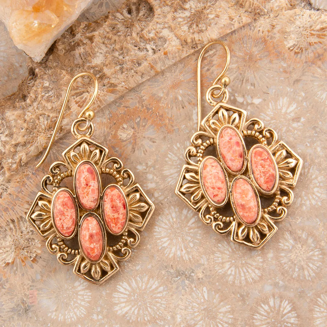 Sanibel Orange Coral Golden Drop Earrings sold by Barse product image thumbnail 3