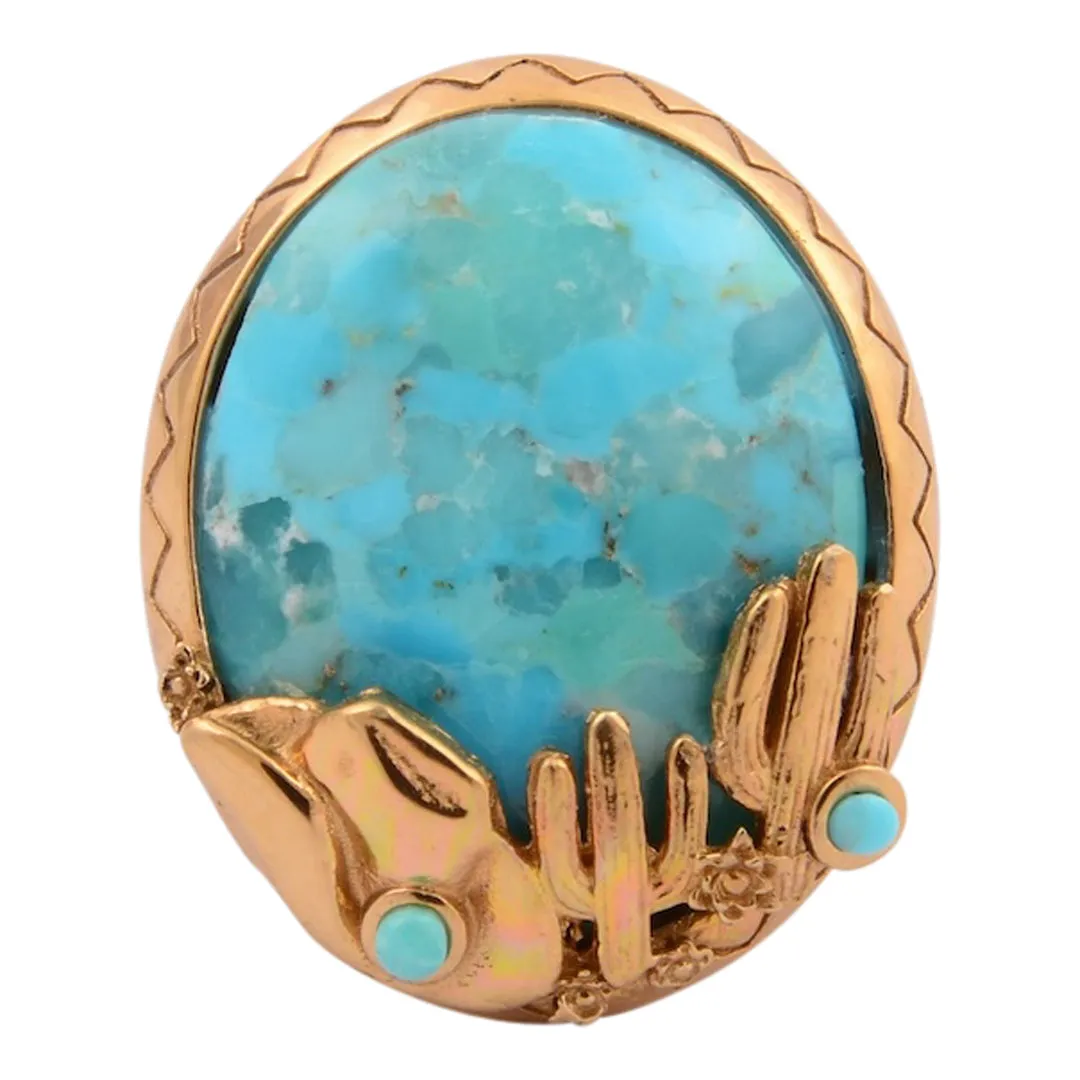 Saguaro Cactus Blue Turquoise Golden Statement Ring sold by Barse product image thumbnail 4