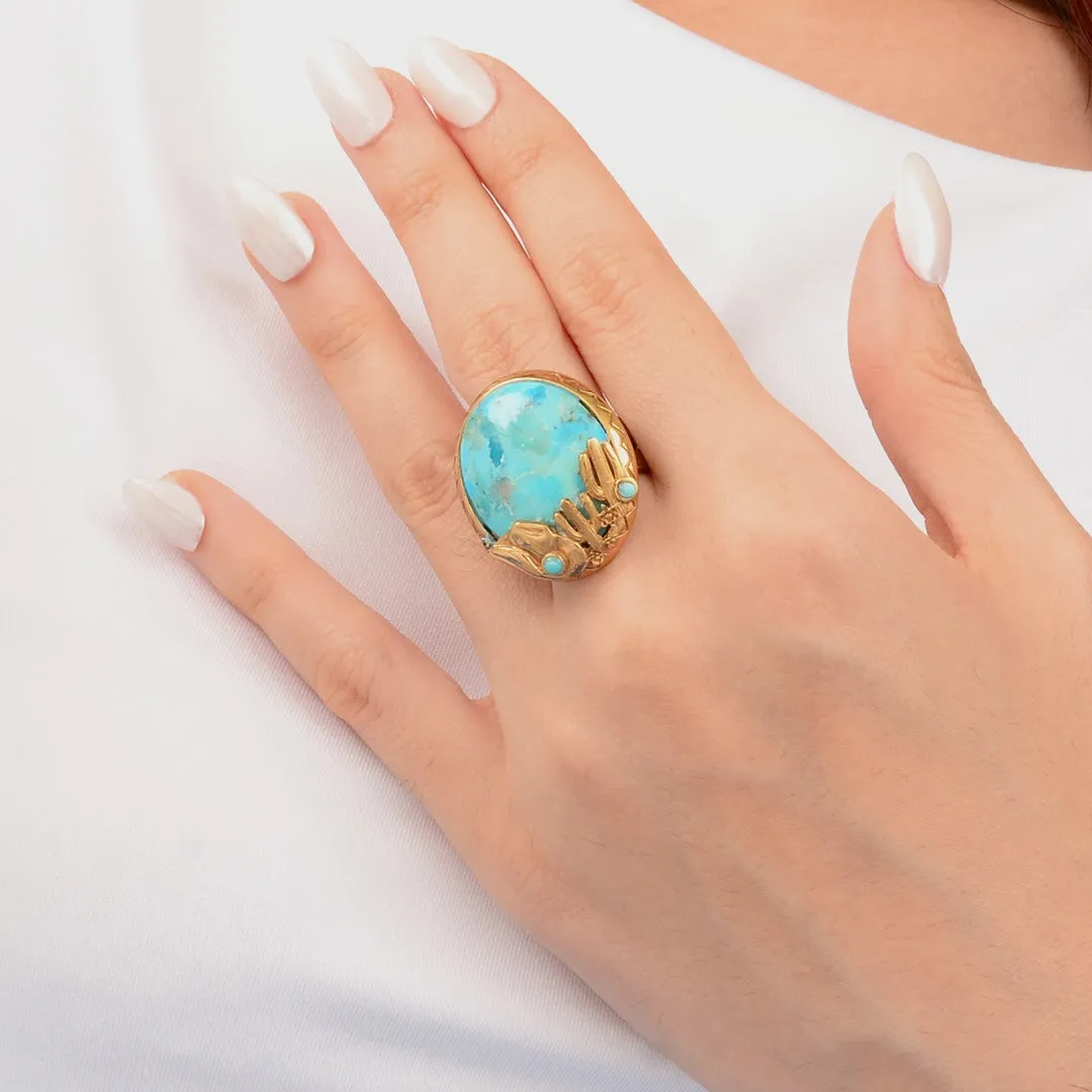 Saguaro Cactus Blue Turquoise Golden Statement Ring sold by Barse product image thumbnail 2