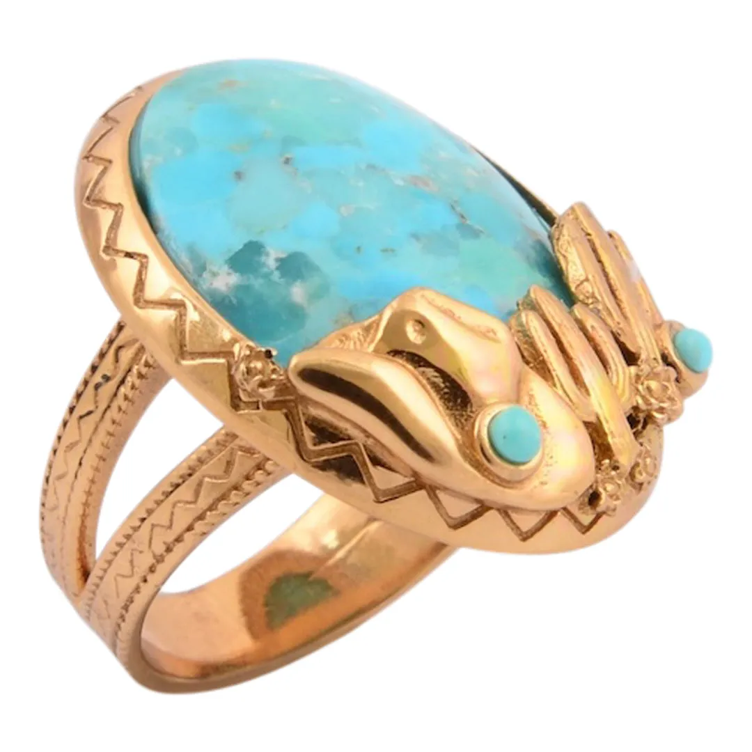 Saguaro Cactus Blue Turquoise Golden Statement Ring sold by Barse
