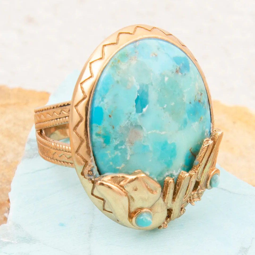 Saguaro Cactus Blue Turquoise Golden Statement Ring sold by Barse product image thumbnail 3