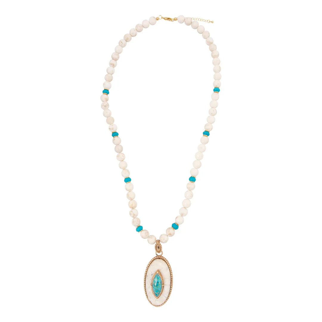 Blue Turquoise and Lace Golden Statement Necklace sold by Barse product image thumbnail 4