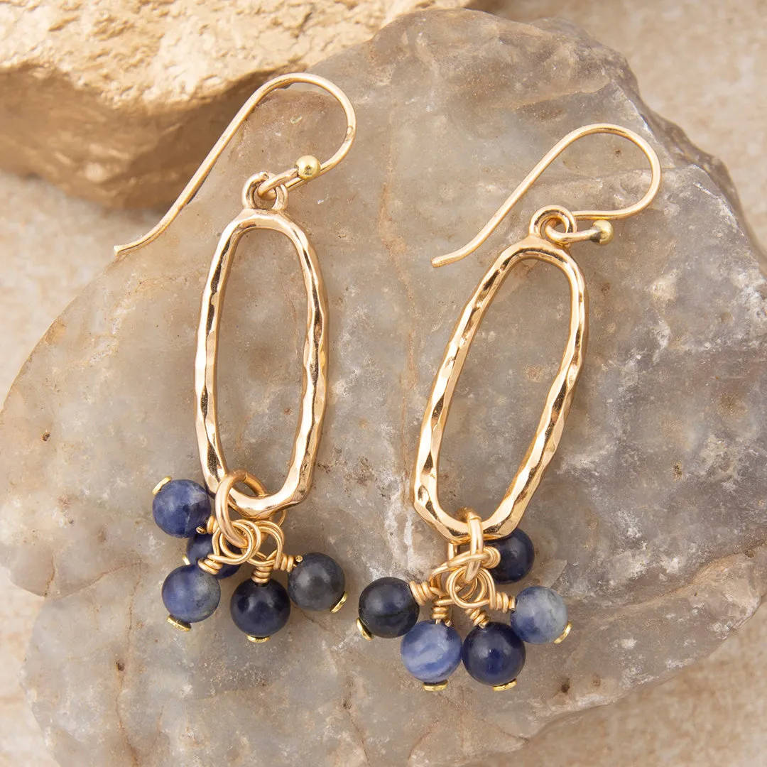 Amelia Blue Sodalite Cluster Golden Earrings sold by Barse product image thumbnail 3