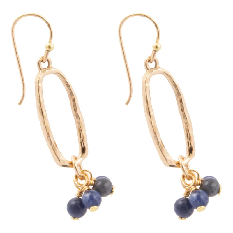 Amelia Blue Sodalite Cluster Golden Earrings made by Barse